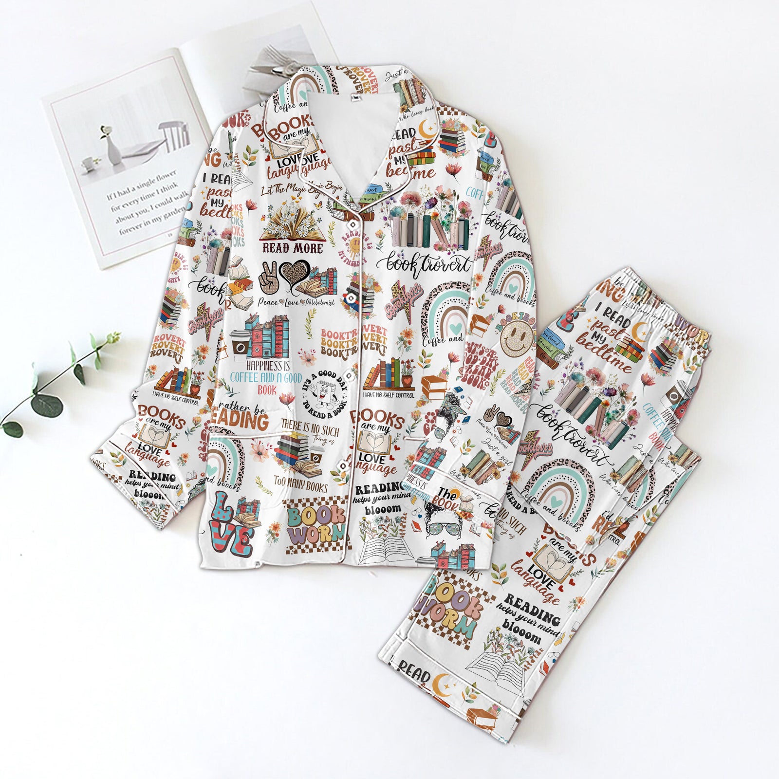 Personalized Women's Pajama Set, Gift For Book Lovers