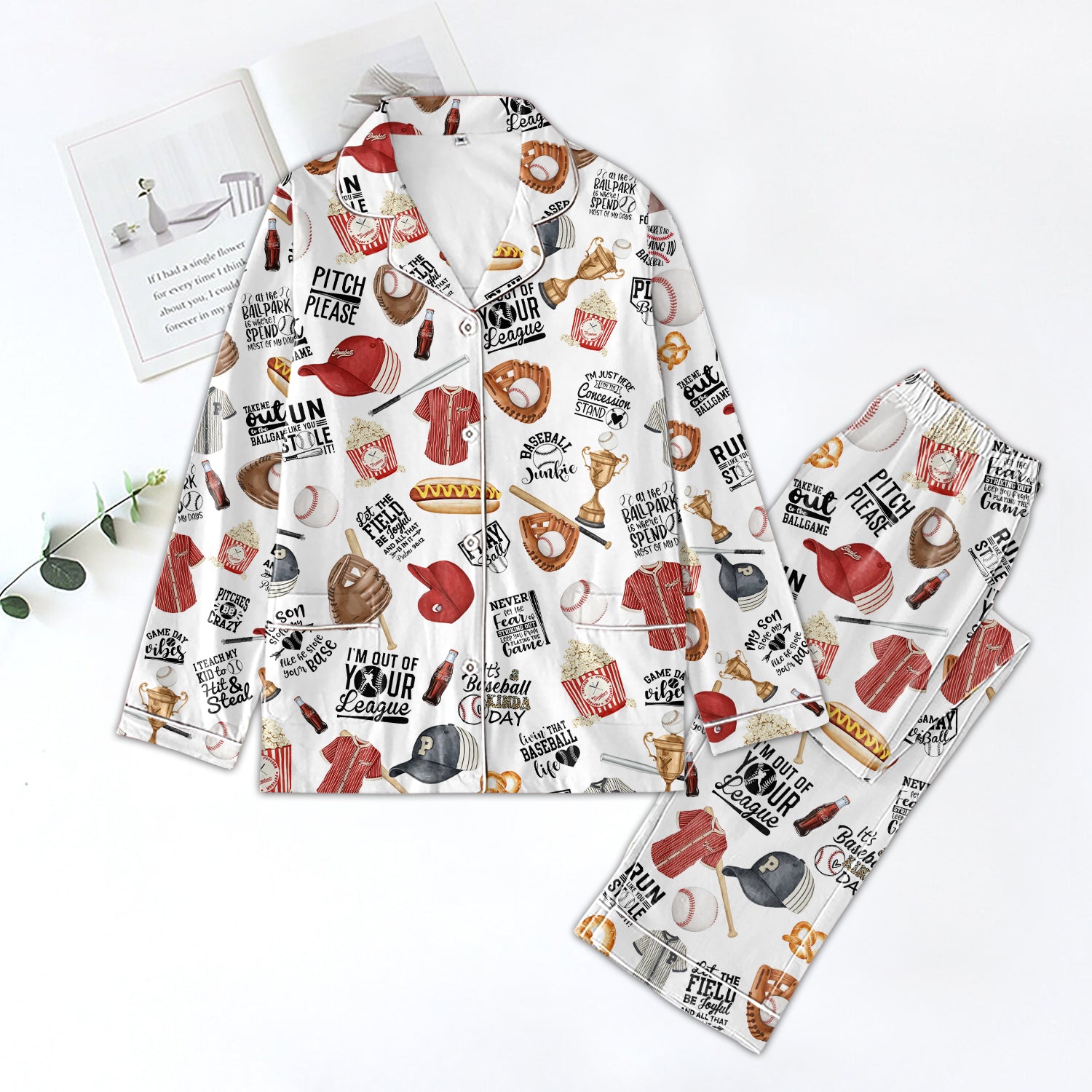 Women's Pajama Set, Gift For Baseball Lovers