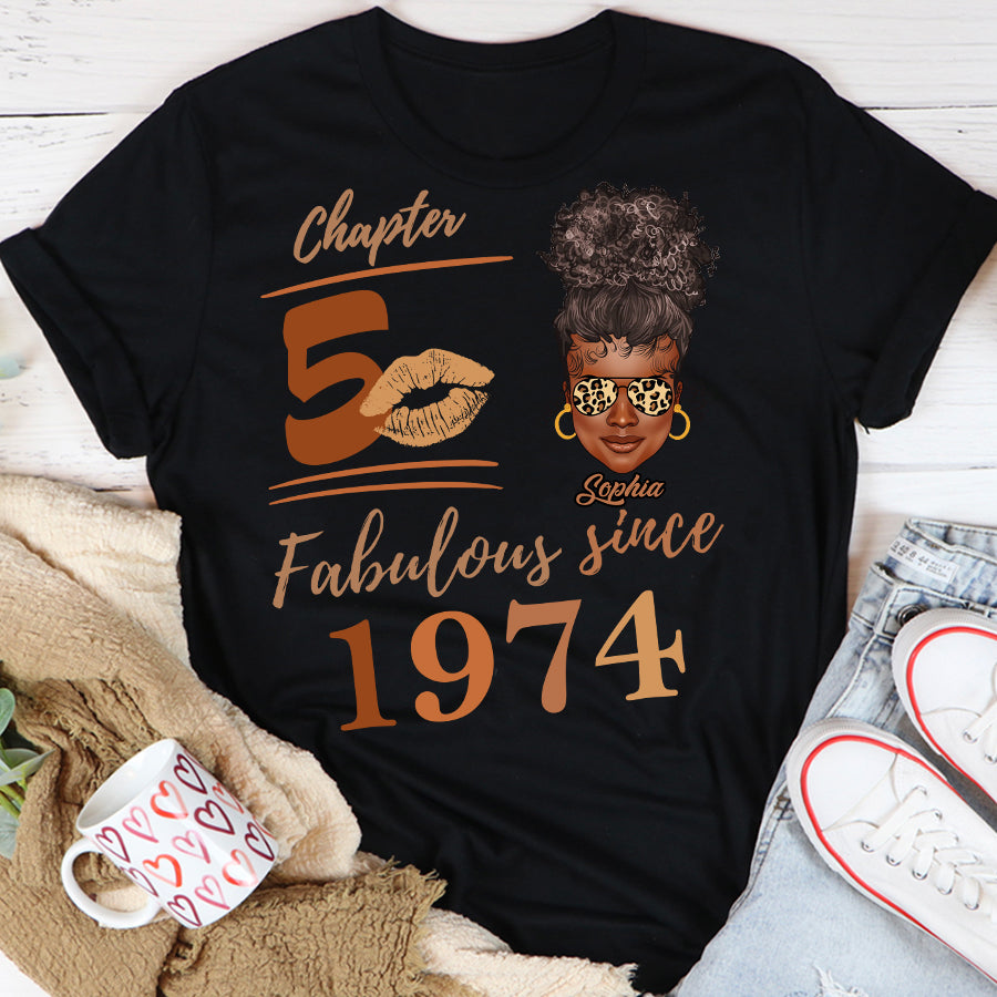 Chapter 50, Fabulous Since 1974 50th Birthday Unique T Shirt For Woman, Her Gifts For 50 Years Old , Turning 50 Birthday Cotton Shirt - TLQ