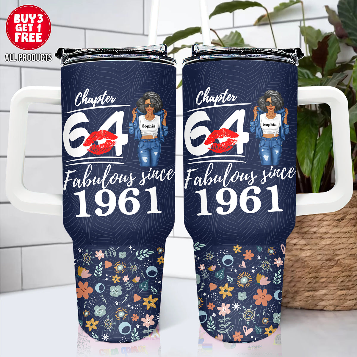 Personalized Tumbler With Straw, Gift Ideas 64th Birthday Woman-ALK