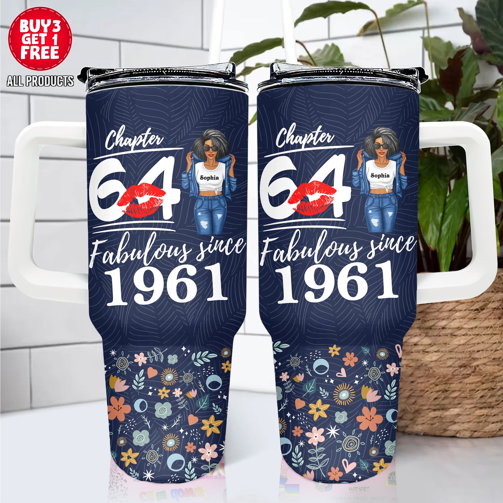 Personalized Tumbler With Straw, Gift Ideas 64th Birthday Woman-ALK