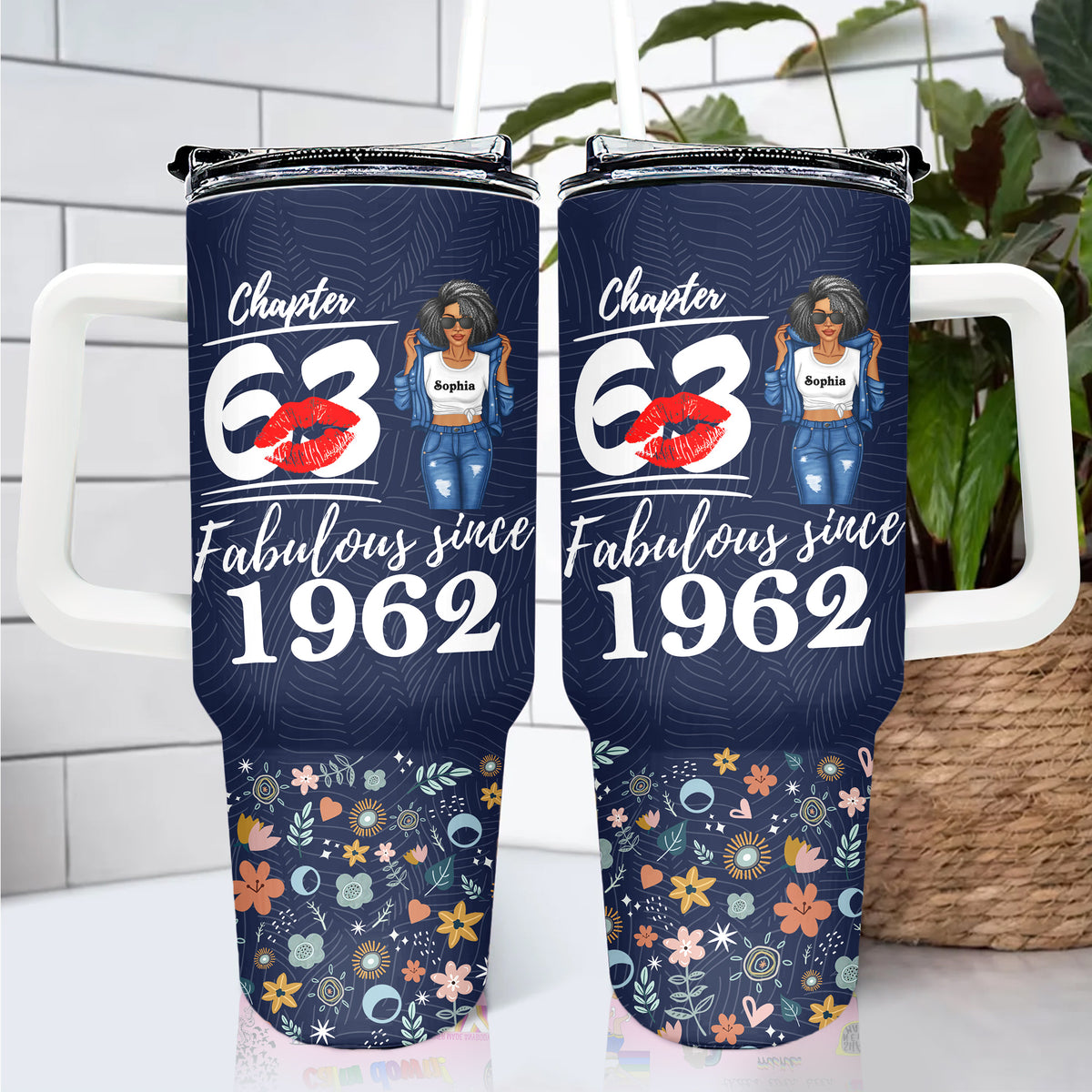 Personalized Tumbler With Straw, Gift Ideas 63rd Birthday Woman-ALK