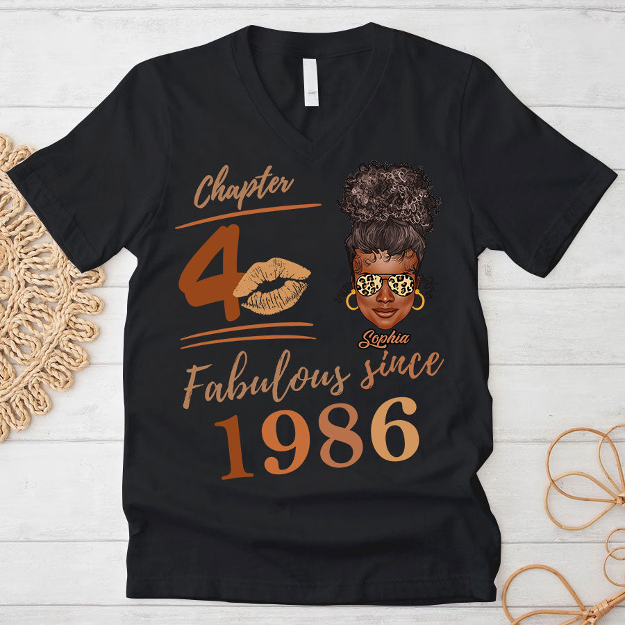 Chapter 40, Fabulous Since 1986 40th Birthday Unique T Shirt For Woman, Her Gifts For 40 Years Old , Turning 40 Birthday Cotton Shirt TLQ