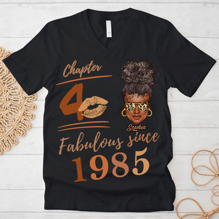 Chapter 40, Fabulous Since 1985 40th Birthday Unique T Shirt For Woman, Her Gifts For 40 Years Old , Turning 40 Birthday Cotton Shirt TLQ
