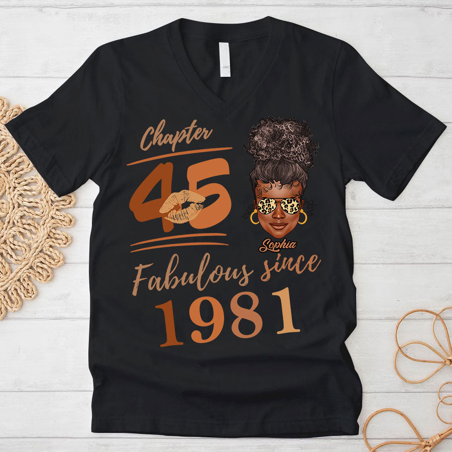 Chapter 45, Fabulous Since 1981 45th Birthday Unique T Shirt For Woman, Her Gifts For 45 Years Old , Turning 45 Birthday Cotton Shirt TLQ