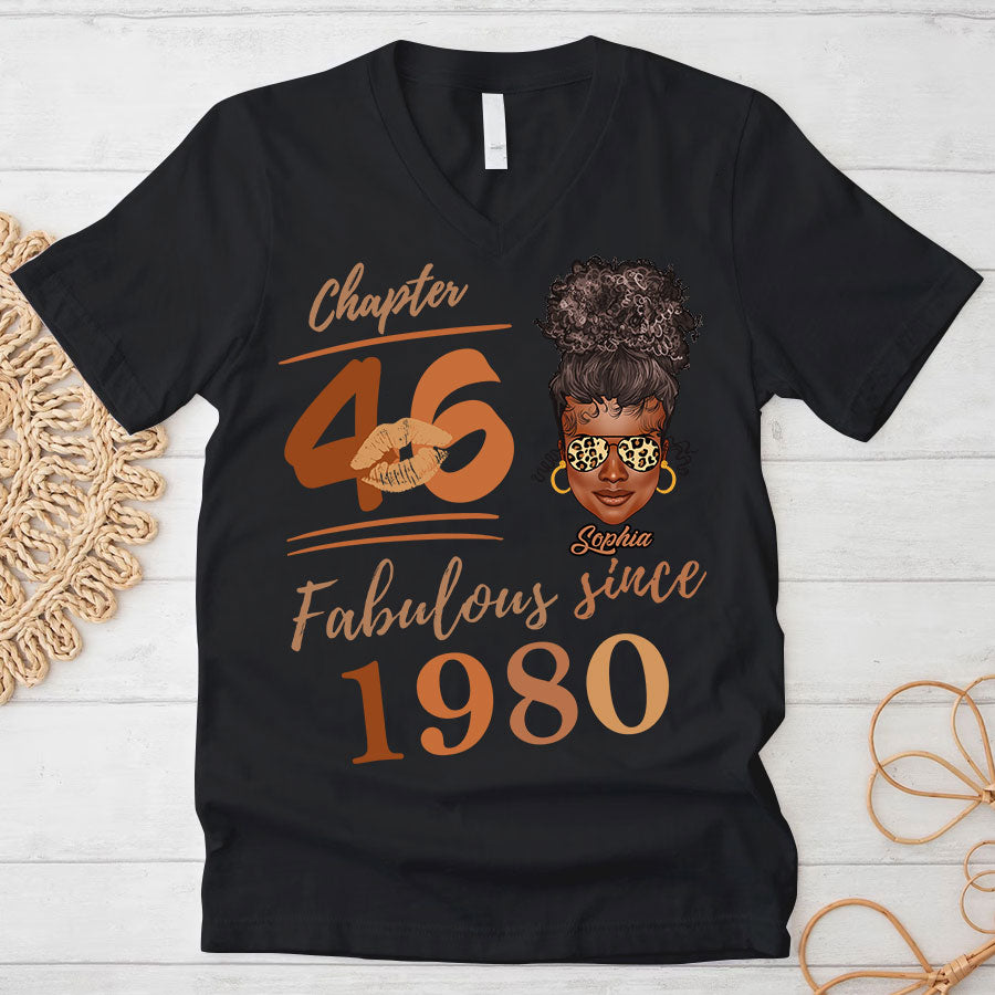 Chapter 46, Fabulous Since 1980 46th Birthday Unique T Shirt For Woman, Her Gifts For 46 Years Old , Turning 46 Birthday Cotton Shirt TLQ