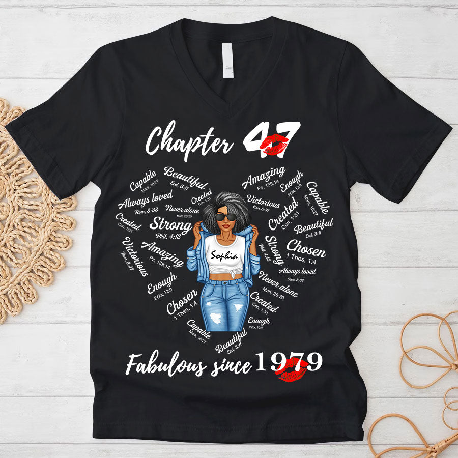 Chapter 47, Fabulous Since 1979 47th Birthday Unique T Shirt For Woman, Her Gifts For 47 Years Old , Turning 47 Birthday Cotton Shirt-TLQ