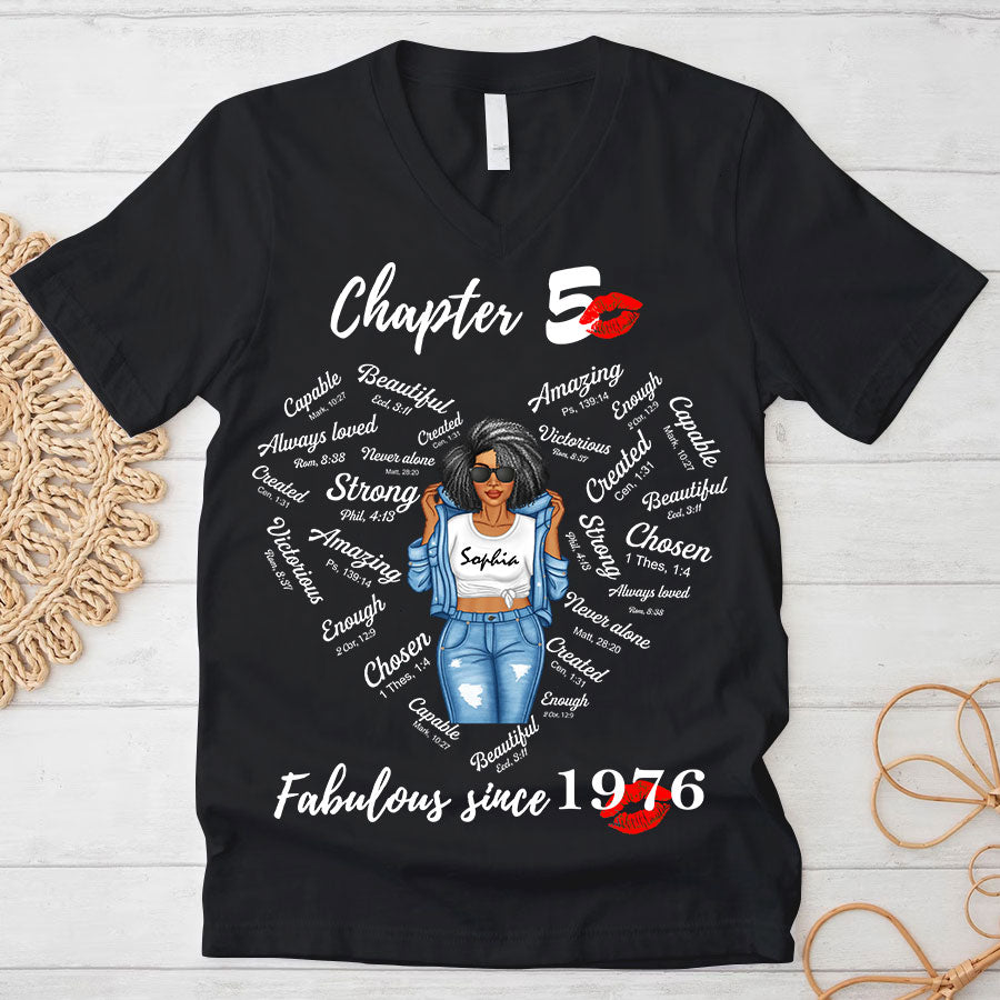 Chapter 50 Fabulous Since 1976 50th Birthday Unique T Shirt For Woman, Her Gifts For 50 Years Old , Turning 50 Birthday Cotton Shirt-TLQ