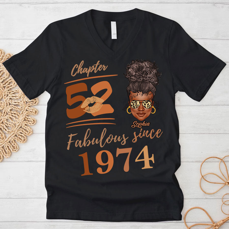 Chapter 52, Fabulous Since 1974 52nd Birthday Unique T Shirt For Woman, Her Gifts For 52 Years Old , Turning 52 Birthday Cotton Shirt TLQ