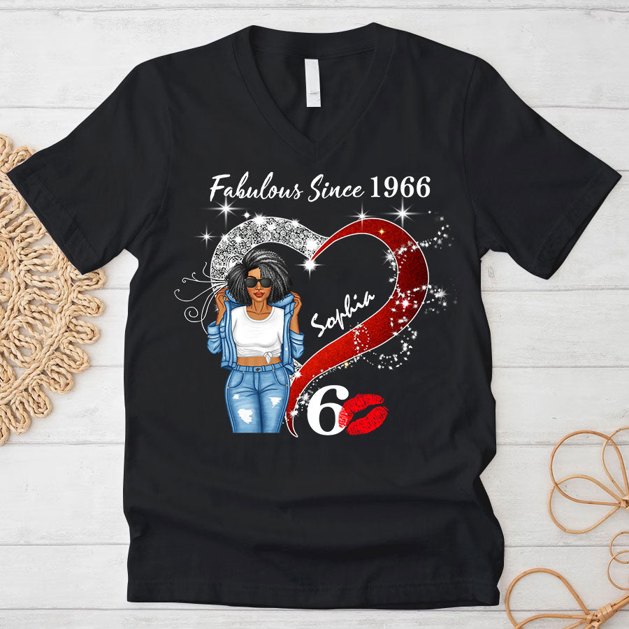 Custom Birthday Shirt, Her Gifts For 60 Years Old , Turning 60 Birthday Cotton Shirt, Fabulous Since 1966-TLQ