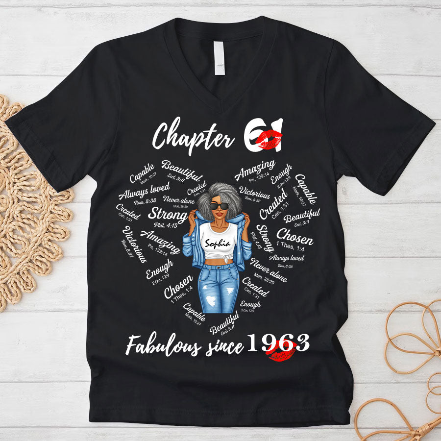 Chapter 61 Fabulous Since 1963 61st Birthday Unique T Shirt For Woman, Her Gifts For 61 Years Old , Turning 61 Birthday Cotton Shirt-TLQ