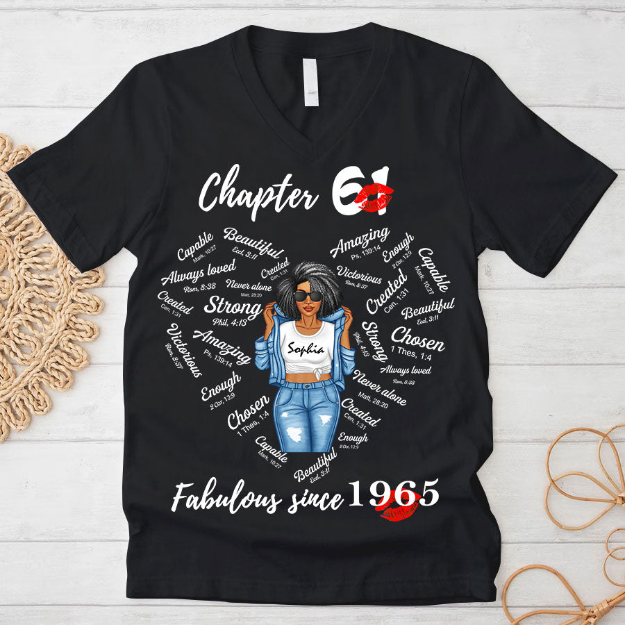 Chapter 61 Fabulous Since 1965 61st Birthday Unique T Shirt For Woman, Her Gifts For 61 Years Old , Turning 61 Birthday Cotton Shirt-TLQ