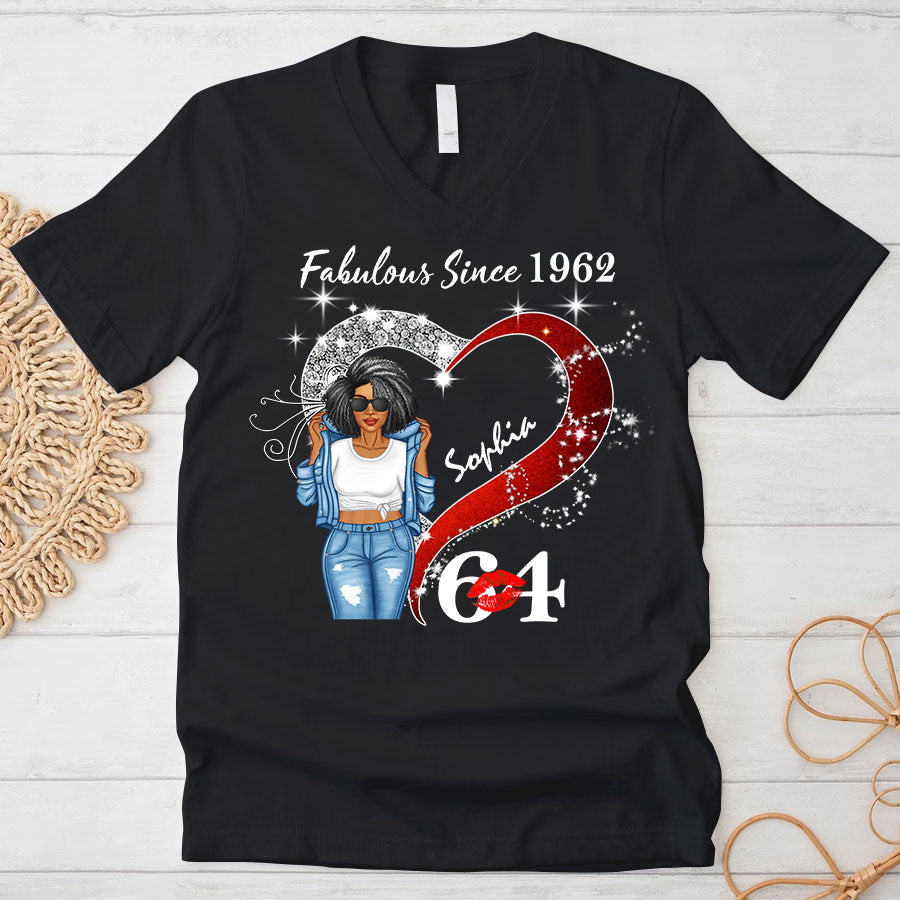 Custom Birthday Shirt, Her Gifts For 64 Years Old , Turning 64 Birthday Cotton Shirt, Fabulous Since 1962-TLQ