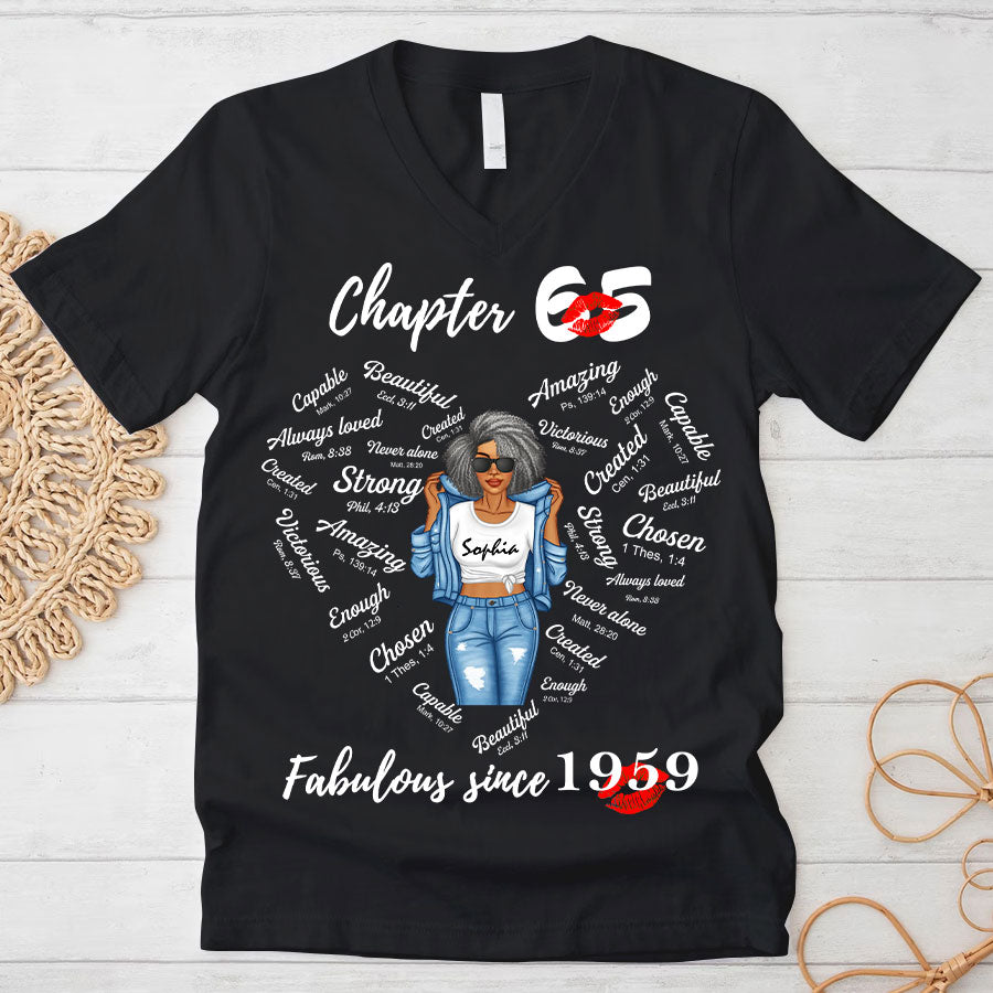 Chapter 65 Fabulous Since 1959 65th Birthday Unique T Shirt For Woman, Her Gifts For 65 Years Old , Turning 65 Birthday Cotton Shirt-TLQ