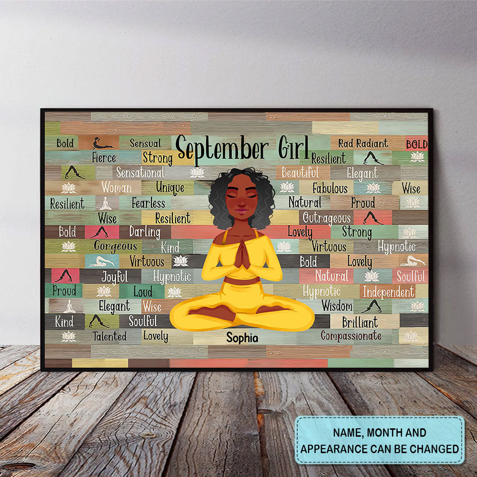 Personalized Poster - Canvas - Gift For Yoga Lover, Custom Birthday Gifts, September Birthday Gifts For Woman
