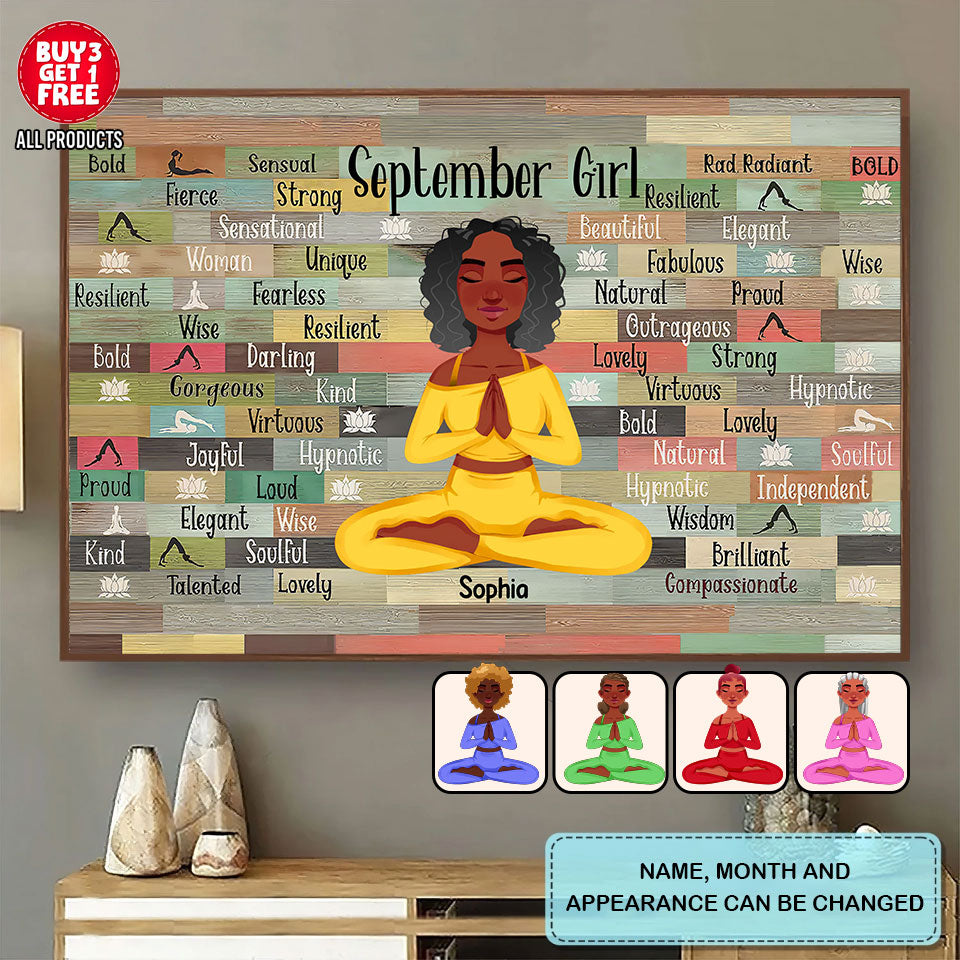 Personalized Poster - Canvas - Gift For Yoga Lover, Custom Birthday Gifts, September Birthday Gifts For Woman