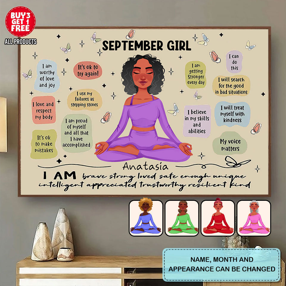 Personalized Poster - Canvas - Gift For Yoga Lover, Custom Birthday Gifts, September Birthday Gifts For Woman
