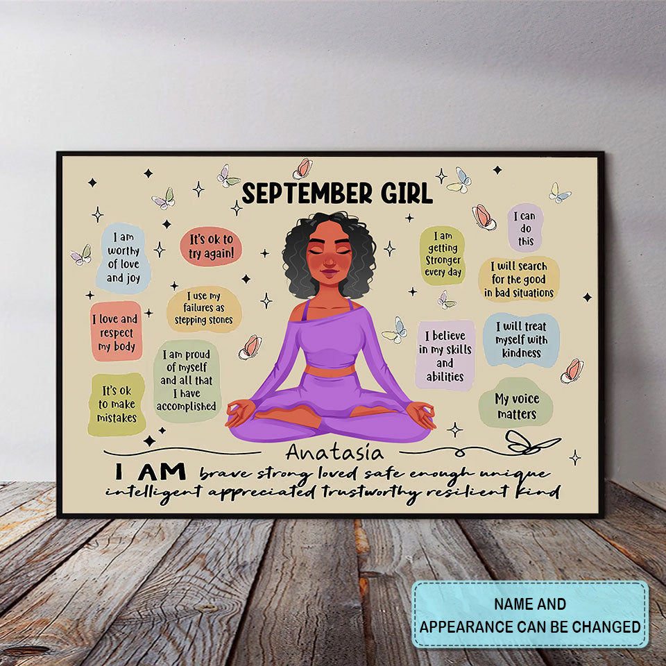 Personalized Poster - Canvas - Gift For Yoga Lover, Custom Birthday Gifts, September Birthday Gifts For Woman