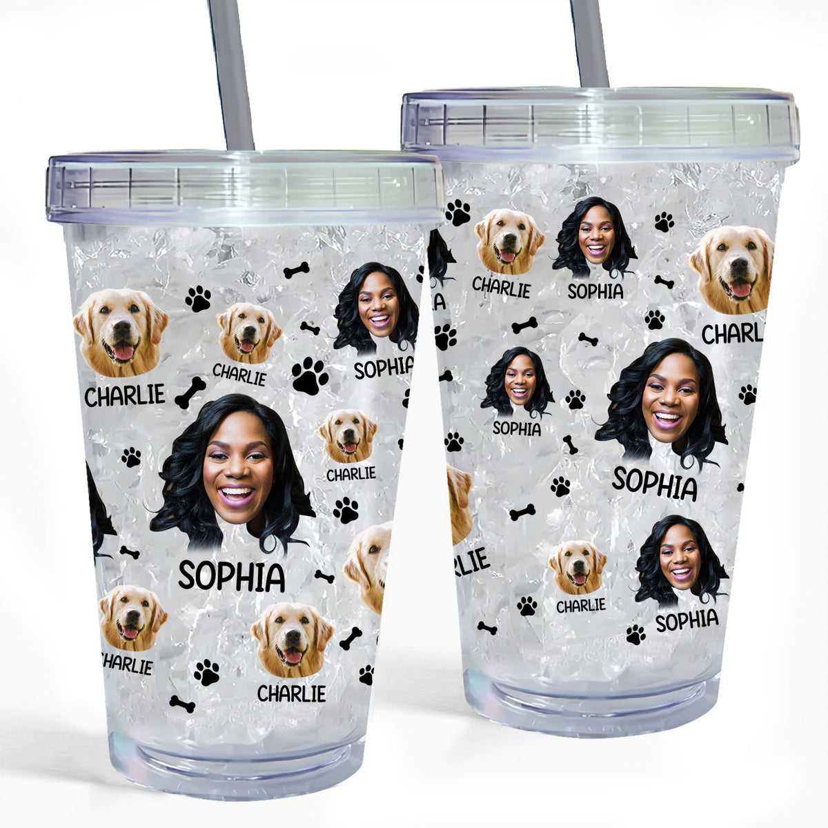 (Photo Inserted) Lovely Upload Pet Image - Personalized Acrylic Insulated Tumbler With Straw