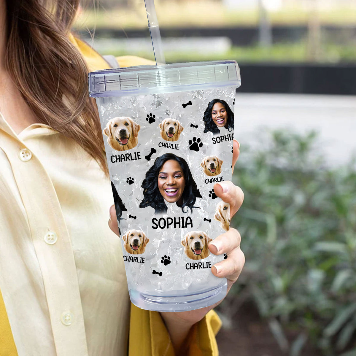 (Photo Inserted) Lovely Upload Pet Image - Personalized Acrylic Insulated Tumbler With Straw