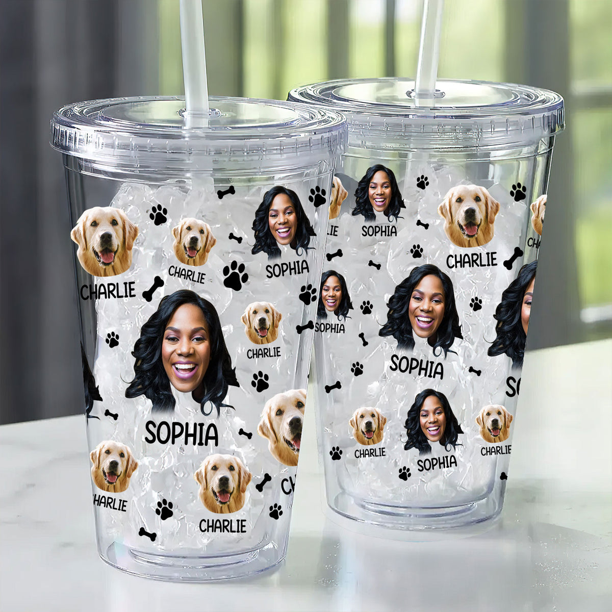 (Photo Inserted) Lovely Upload Pet Image - Personalized Acrylic Insulated Tumbler With Straw