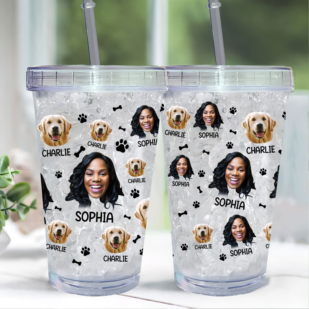 (Photo Inserted) Lovely Upload Pet Image - Personalized Acrylic Insulated Tumbler With Straw