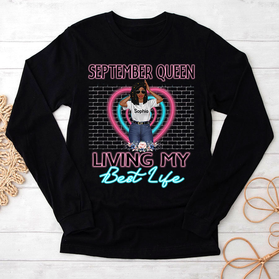 September Birthday Shirt, Custom Birthday Shirt, Queen Was Born In September, September Birthday Shirts For Woman