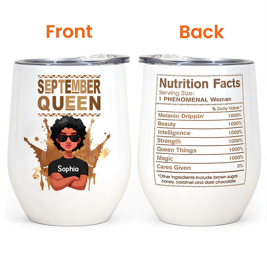 Personalized Wine Tumbler - Birthday Gift For September Queen, September Birthday Gifts, September Birthday Gift Idea For Her