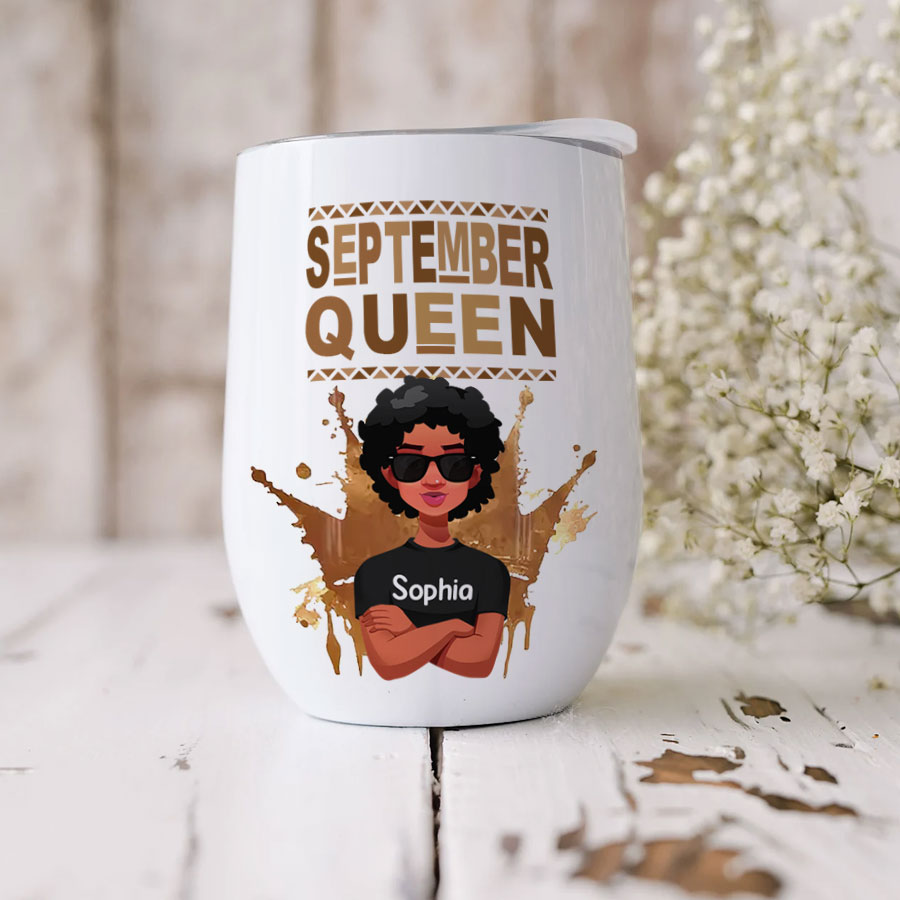 Personalized Wine Tumbler - Birthday Gift For September Queen, September Birthday Gifts, September Birthday Gift Idea For Her