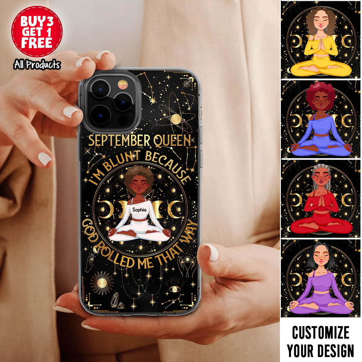 Personalized Clear Phone Case, Birthday Gifts For September Queens, September Birthday Gift Idea For Yoga Lovers