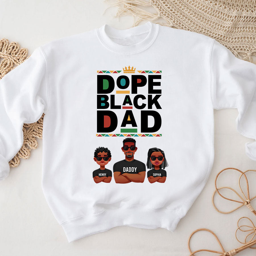 Dope Black Dad, Personalized Fathers Day Shirts, Father‘s Day T Shirts, Custom Photo Father’s Day Gift Ideas From Son, Bonus Dad Shirt