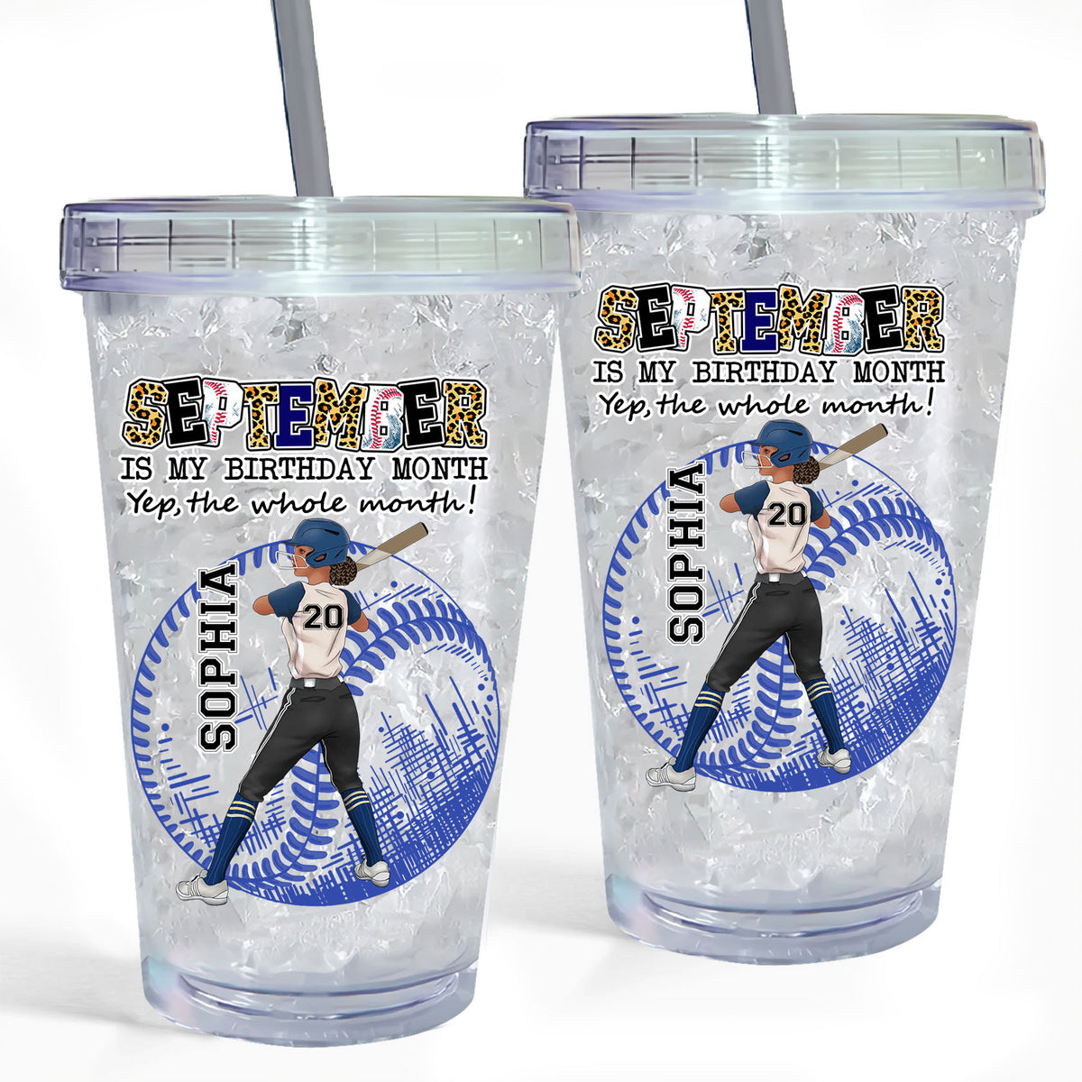 Personalized Tumblers,  September Tumbler, Personalized September Baseball Tumbler, Baseball Custom Gift