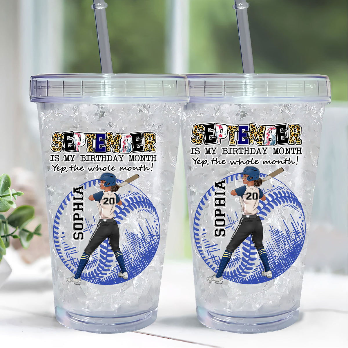 Personalized Tumblers,  September Tumbler, Personalized September Baseball Tumbler, Baseball Custom Gift