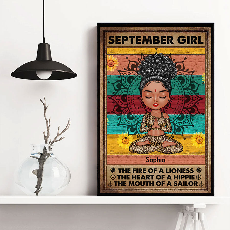 Personalized Poster - Canvas - Gift For Yoga Lover, Custom Birthday Gifts, September Birthday Gifts For Woman
