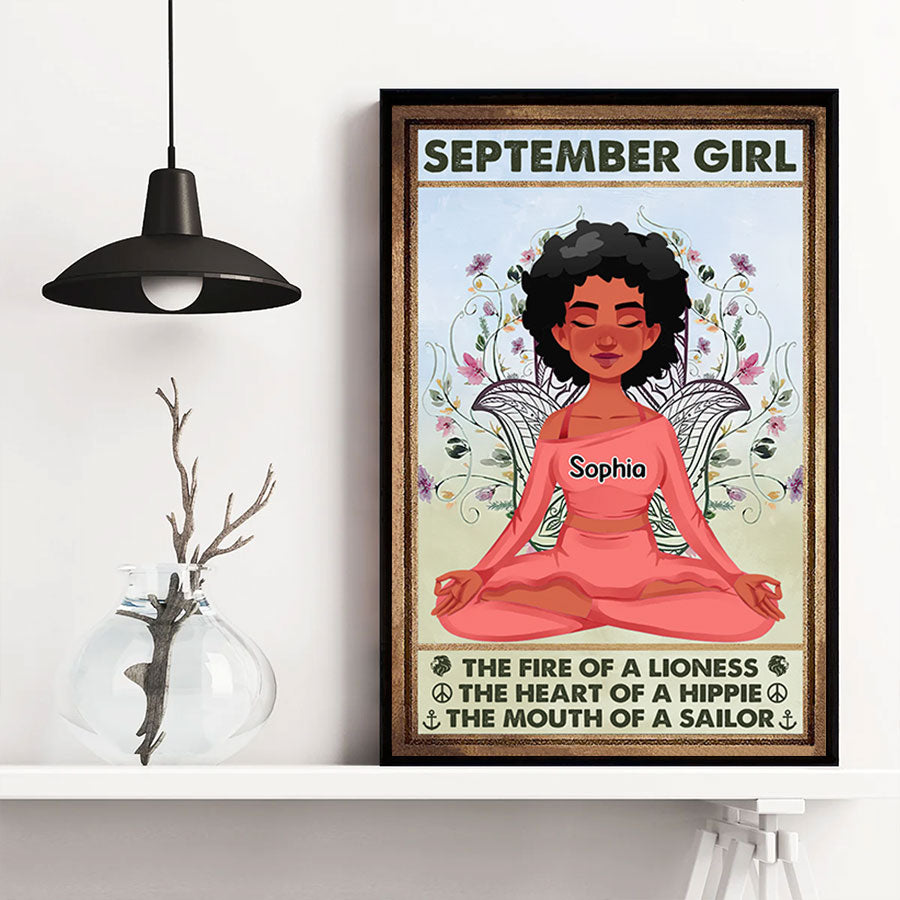 Personalized Poster - Canvas - Gift For Yoga Lover, Custom Birthday Gifts, September Birthday Gifts For Woman