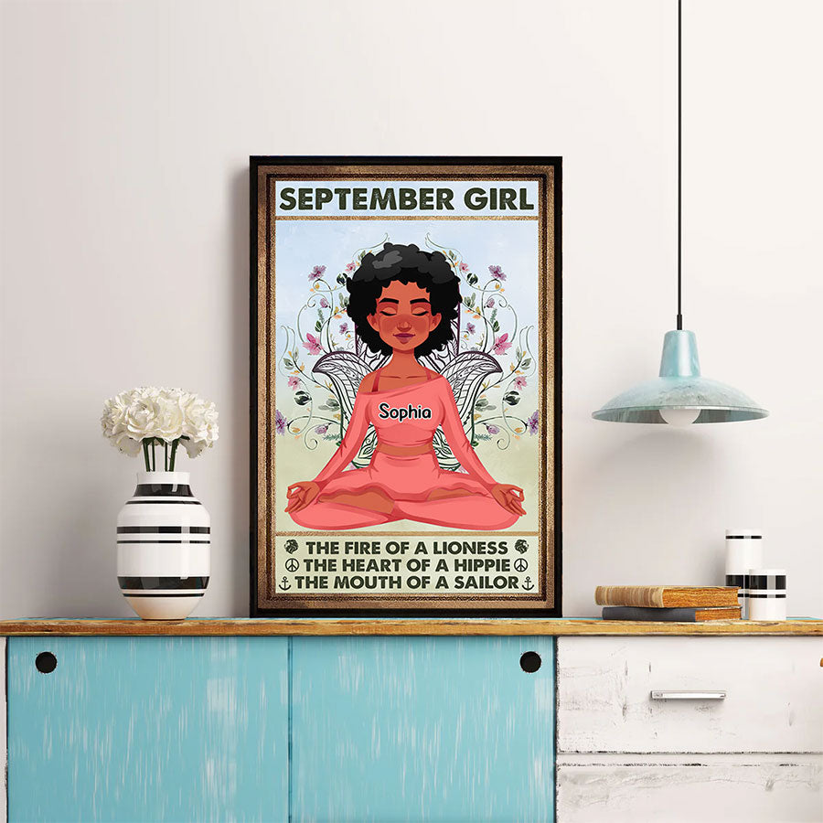 Personalized Poster - Canvas - Gift For Yoga Lover, Custom Birthday Gifts, September Birthday Gifts For Woman