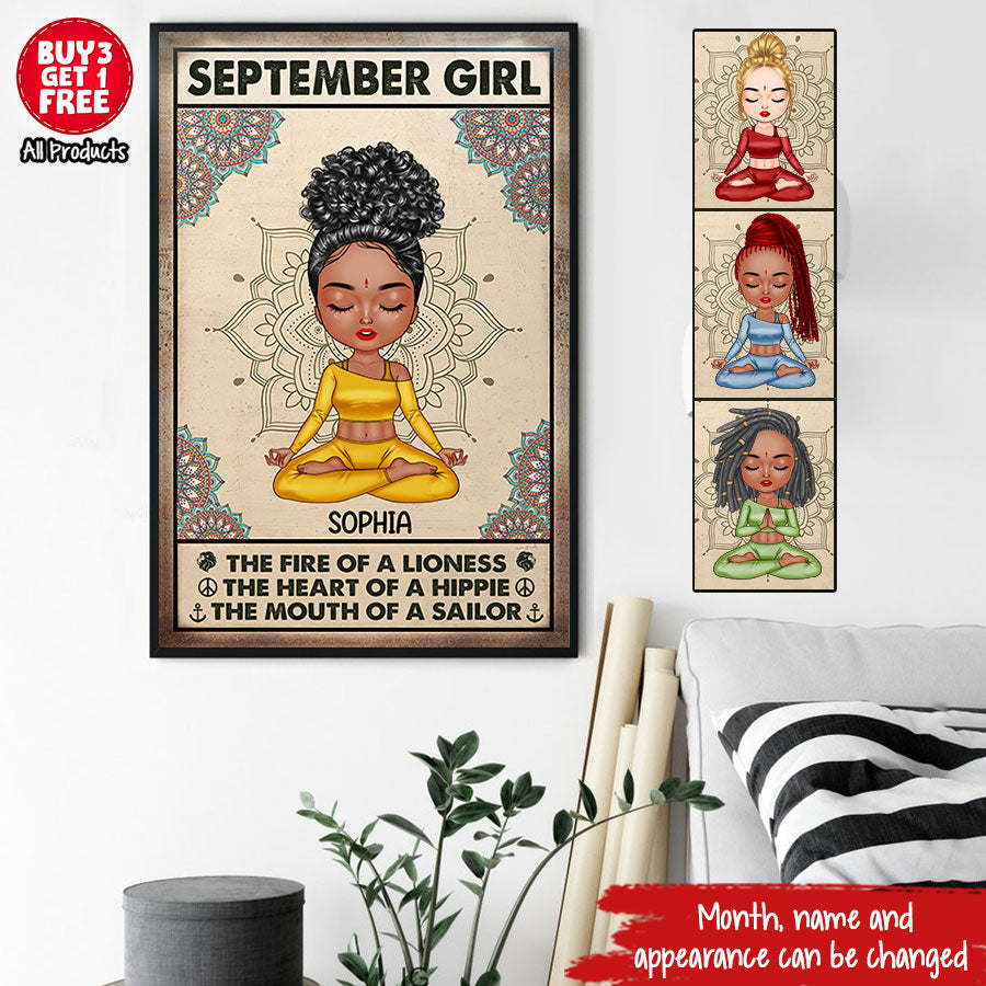 Personalized Poster - Canvas - Gift For Yoga Lover, Custom Birthday Gifts, September Birthday Gifts For Woman