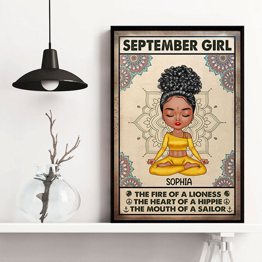Personalized Poster - Canvas - Gift For Yoga Lover, Custom Birthday Gifts, September Birthday Gifts For Woman