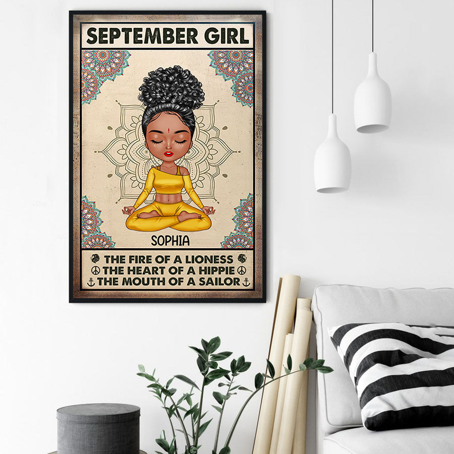 Personalized Poster - Canvas - Gift For Yoga Lover, Custom Birthday Gifts, September Birthday Gifts For Woman