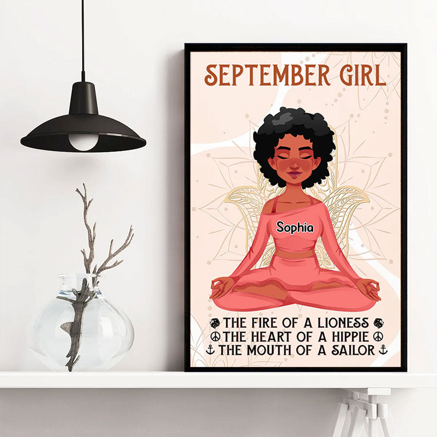 Personalized Poster - Canvas - Gift For Yoga Lover, Custom Birthday Gifts, September Birthday Gifts For Woman