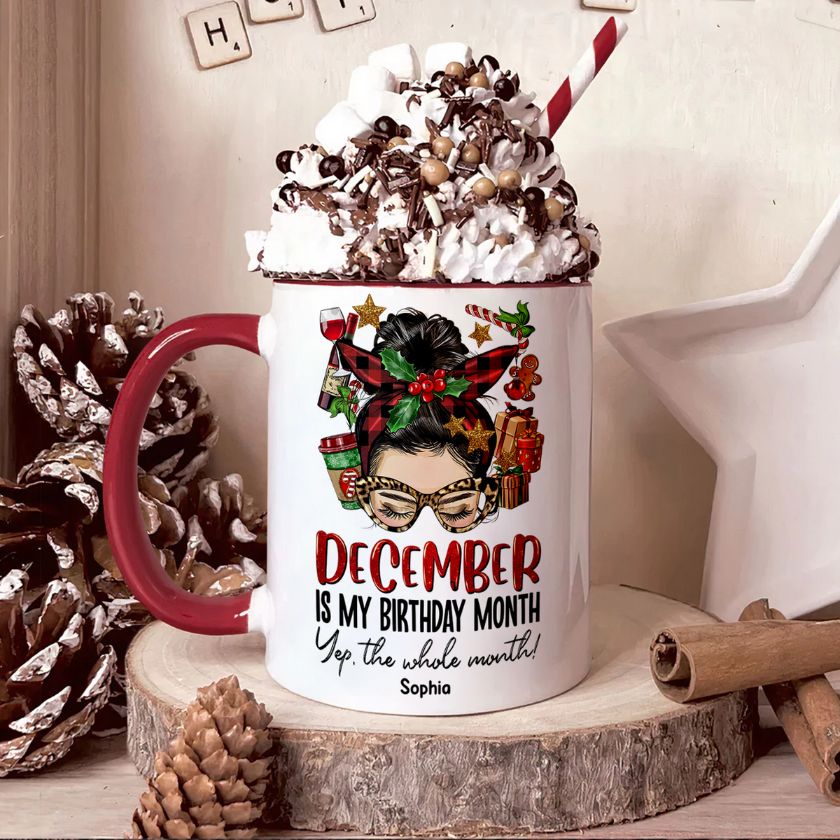 December Birthday Mug, Personalized Birthday Mug, Customized Mug For Birthday, Happy Birthday Personalized Mug