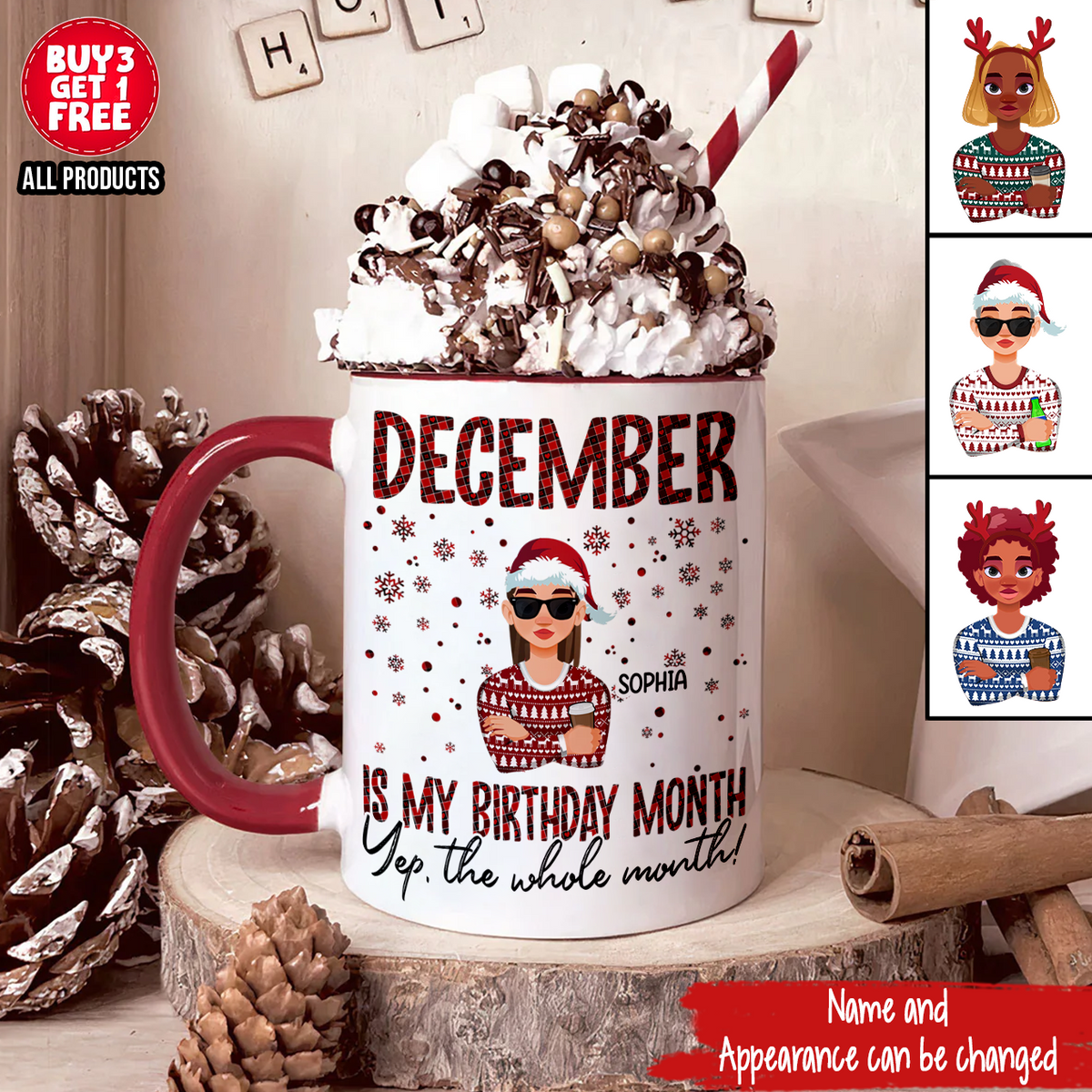 December Birthday Mug, Personalized Birthday Mug, Customized Mug For Birthday, Happy Birthday Personalized Mug