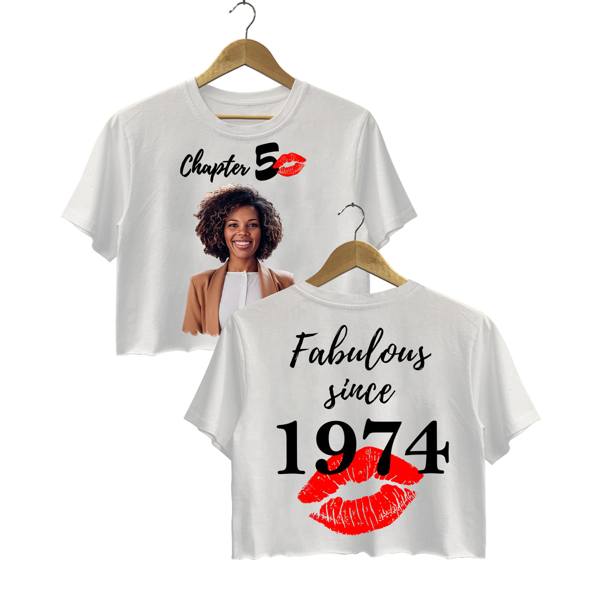 Women&#39;s Cropped T-shirt, Fabulous Since 1974 50th Birthday Unique T Shirt For Woman - ALK