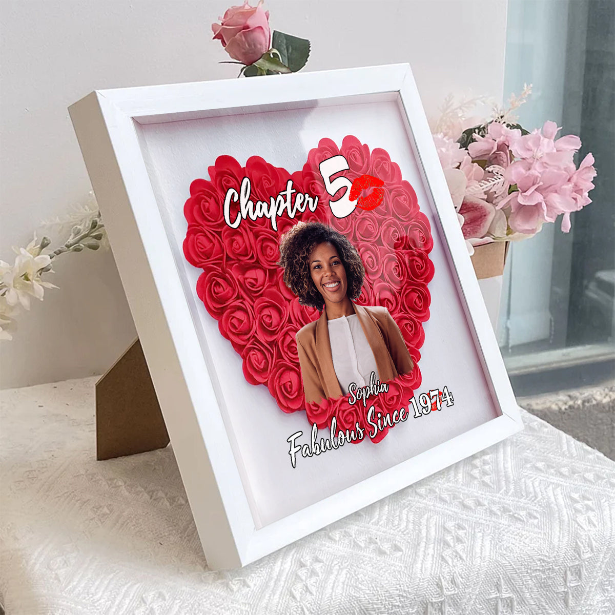 Personalized Flower Shadow Box - Gifts For Women Turning 50 - HMT
