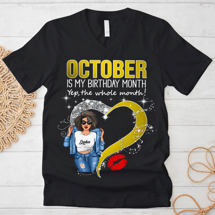 Personalized October Birthday Shirt, Custom Birthday Shirt, Queens was Born In October, October Birthday Shirts For Woman, October Birthday Gifts-YPT-TLQ