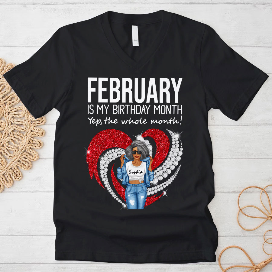 Custom February Birthday Shirt For Woman, Queens Are Born In February Gifts, Melanin Afro Woman Shirt, Black Girl Tee, Afro Queen Gift
