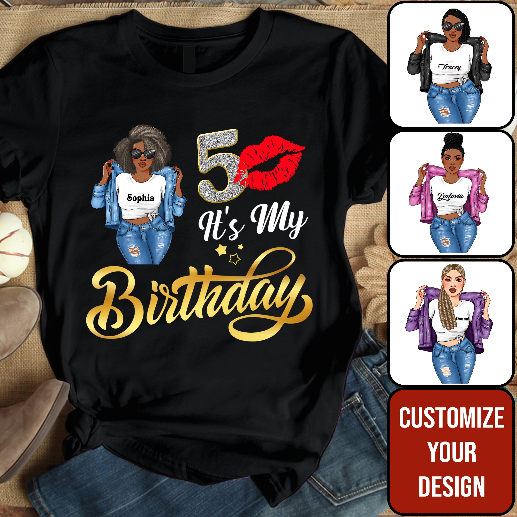 Personalized 50th Birthday Unique T Shirt For Woman, Custom Birthday Shirt, Her Gifts For 50 Years Old , Turning 50 Birthday Cotton Shirt-YPT-ALK