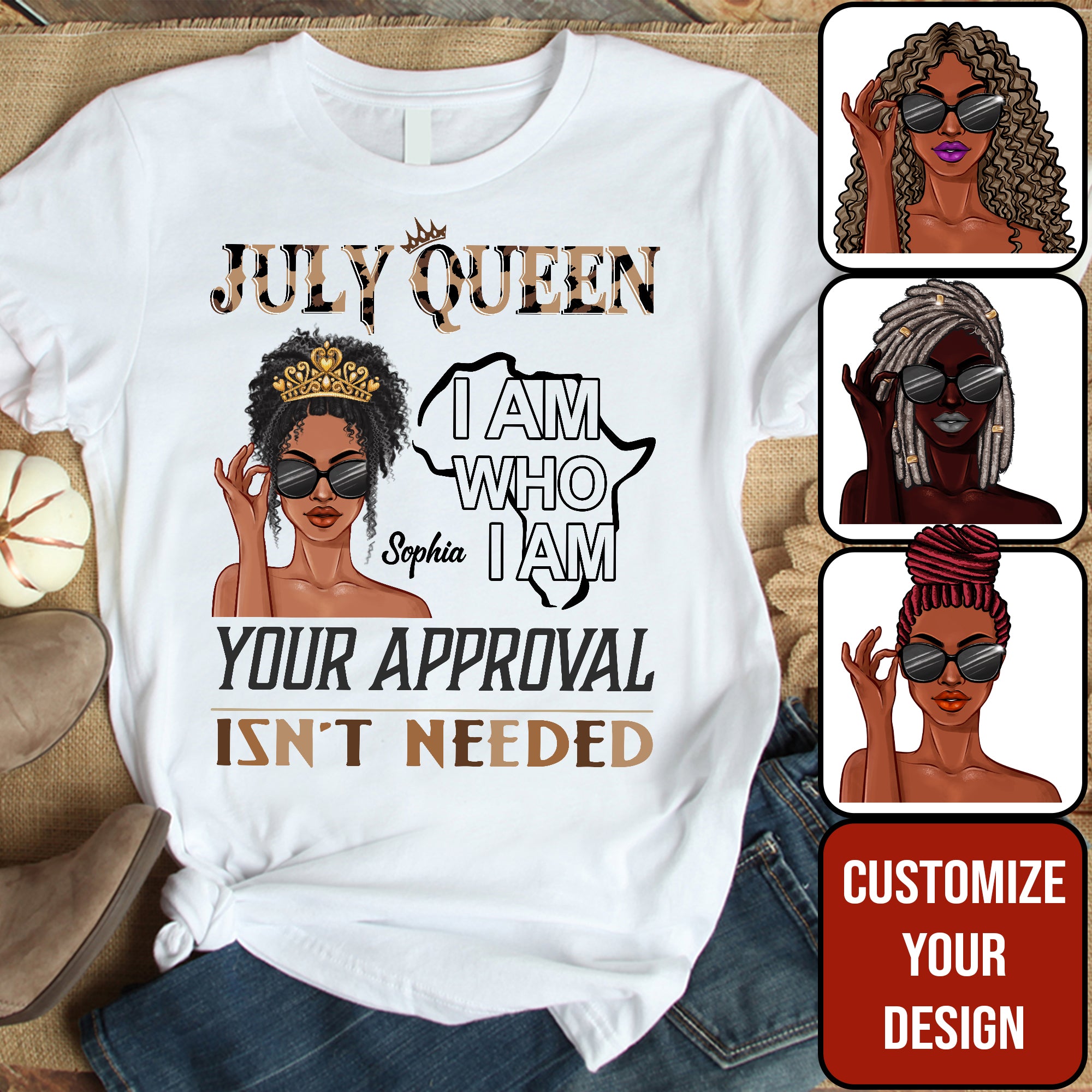 Custom July Birthday Shirt For Woman, Queens Are Born In July Gifts, Melanin Afro Woman Shirt, Black Girl Tee, Afro Queen Gift-YPT-ALK