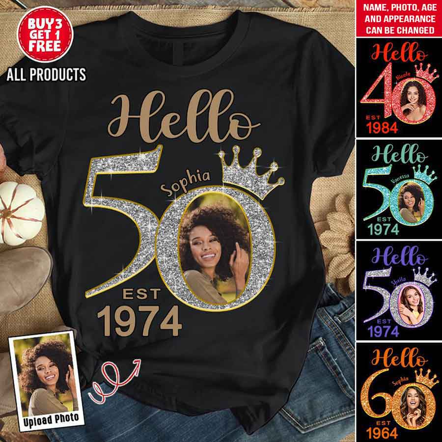 Custom Face Photo 50's Birthday Shirt, 50th Birthday Unique T Shirt For Woman, Custom Birthday Shirt, Her Gifts For 50 Years Old, Custom Picture Tee, Personalized Birthday Shirt-YPT-HCT