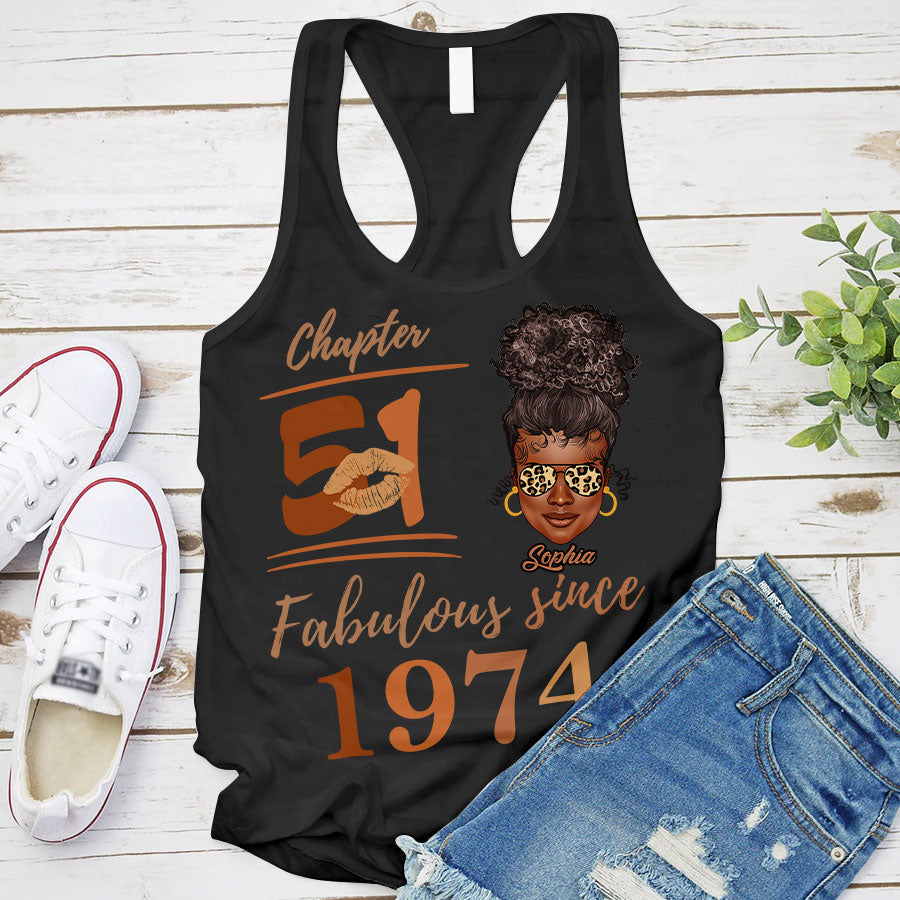 Chapter 51, Fabulous Since 1974 51st Birthday Unique T Shirt For Woman, Her Gifts For 51 Years Old , Turning 51 Birthday Cotton Shirt TLQ